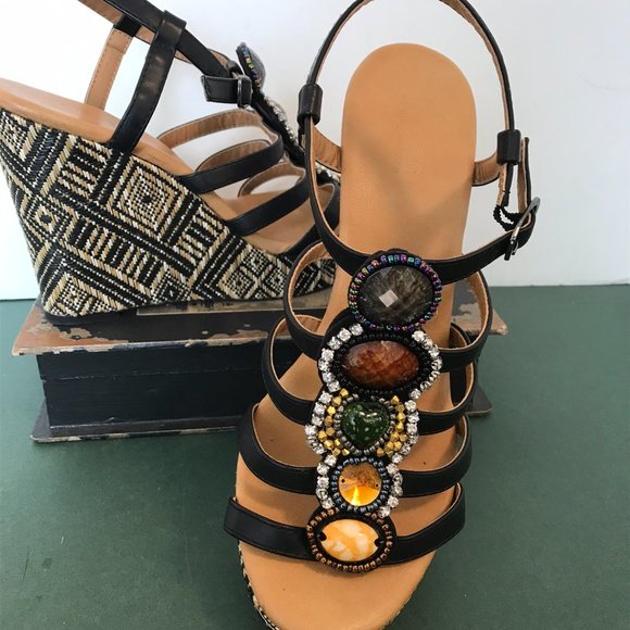 Dolce by Mojomoxy Wedge Platform Black Sandals - Picture 2 of 8